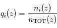 q_i(z) = \frac{n_i(z)}{n_{\mathrm{TOT}}(z)}