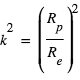 k^2=(R_p/R_e)^2