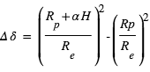 Delta*delta=((R_p+alpha*H)/R_e)^2-(Rp/R_e)^2