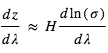 d*z/d*lambda ~=H*(d*ln(sigma)/d*lambda)
