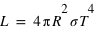 L=4*pi*R^2*sigma*T^4