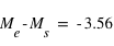M_e-M_s=-3.56