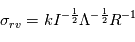 \sigma_{rv} = k I^{-\frac{1}{2}} {\Lambda}^{-\frac{1}{2}} R^{-1}