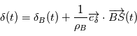 \delta(t) = \delta_B(t)+ \frac{1}{\rho_B} \overrightarrow{e_{\delta}} \cdot \overrightarrow{BS}(t)