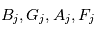 B_j, G_j, A_j, F_j