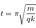 t=\pi\sqrt{\frac{m}{qk}}