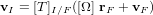\bold{v}_I = [T]_{I/F} ([\Omega] \  \bold{r}_F + \bold{v}_F)
