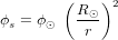 \phi_s = \phi_{\odot} \ \left( \frac{R_{\odot}}{r} \right)^2