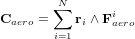\bold C_{aero} = \sum_{i=1}^{N}{\bold r_i \wedge \bold F_{aero}^i}