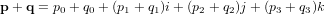 \bold p + \bold q = p_0 + q_0 + (p_1 + q_1)i + (p_2 + q_2)j + (p_3 + q_3)k