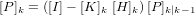 [P]_k = \left( [I] - [K]_k \ [H]_k \right) [P]_{k|k-1}