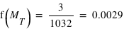 f(M_T) = 3/1032 = 0.0029