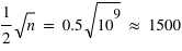 (1/2)*sqrt(n) = 0.5*sqrt(10^9) ~= 1500
