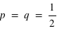p = q = 1/2